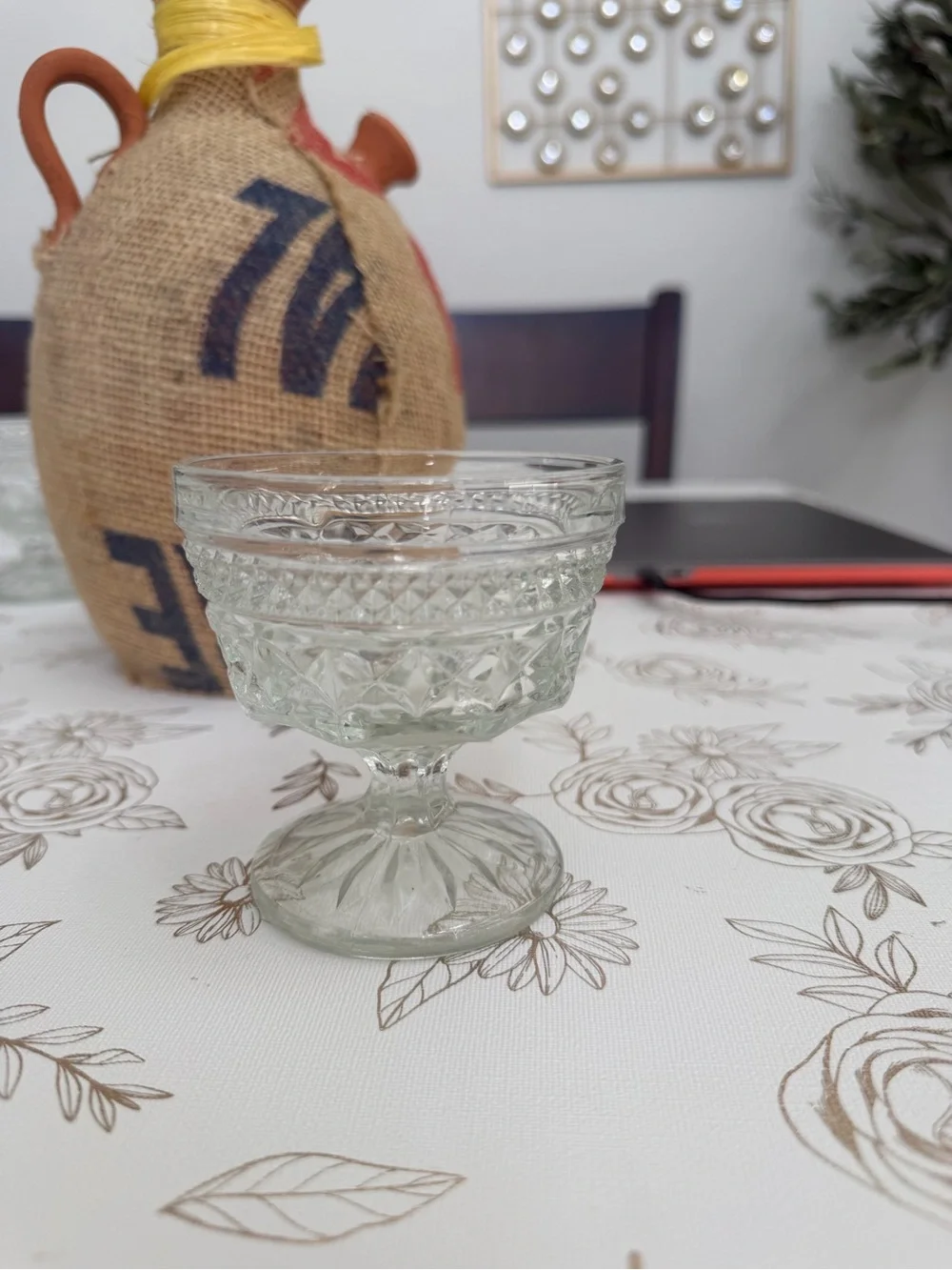 Vintage Anchor Hocking Wexford Glassware Footed Fruit Dessert Bowl Sherbet Dish